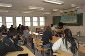 Lesson in the school at Scoresbysund by Thor Hjarsen on the value of tourism in the Greenland economy. E. Greenland. 2005