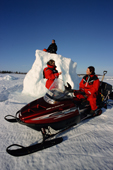 Visiting the dramatic sea ice near Lulea on a snowmobile. Sweden. 2003