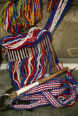 A partially made Nenets man's belt being woven in a traditional hand loom. Yar-Sale, Yamal, NW Siberia, Russia.