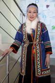 Neseinye Serotetto, a Nenets woman from a reindeer herding family, who manages the handicraft department and is an event organiser at the cultural centre in Yar-Sale. Yamal, NW Siberia, Russia