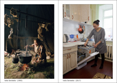 Left: Valya Serotetto, a Nenets girl, cooking inside a tent (1993) Right: Valya Serotetto loading a dishwasher in her kitchen (2017). Yar-Sale, Yamal, Siberia, Russia