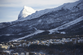 Homes in Narvik, in winter. Lapland, Norway.