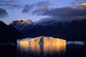 Icebergs bathed by autumn evening light, Island Fiord, East Greenland