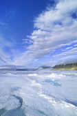 Shorefast ice in Wahlenberg Fiord, Nordaustlandet, Svalbard Archipelago, Arctic Norway